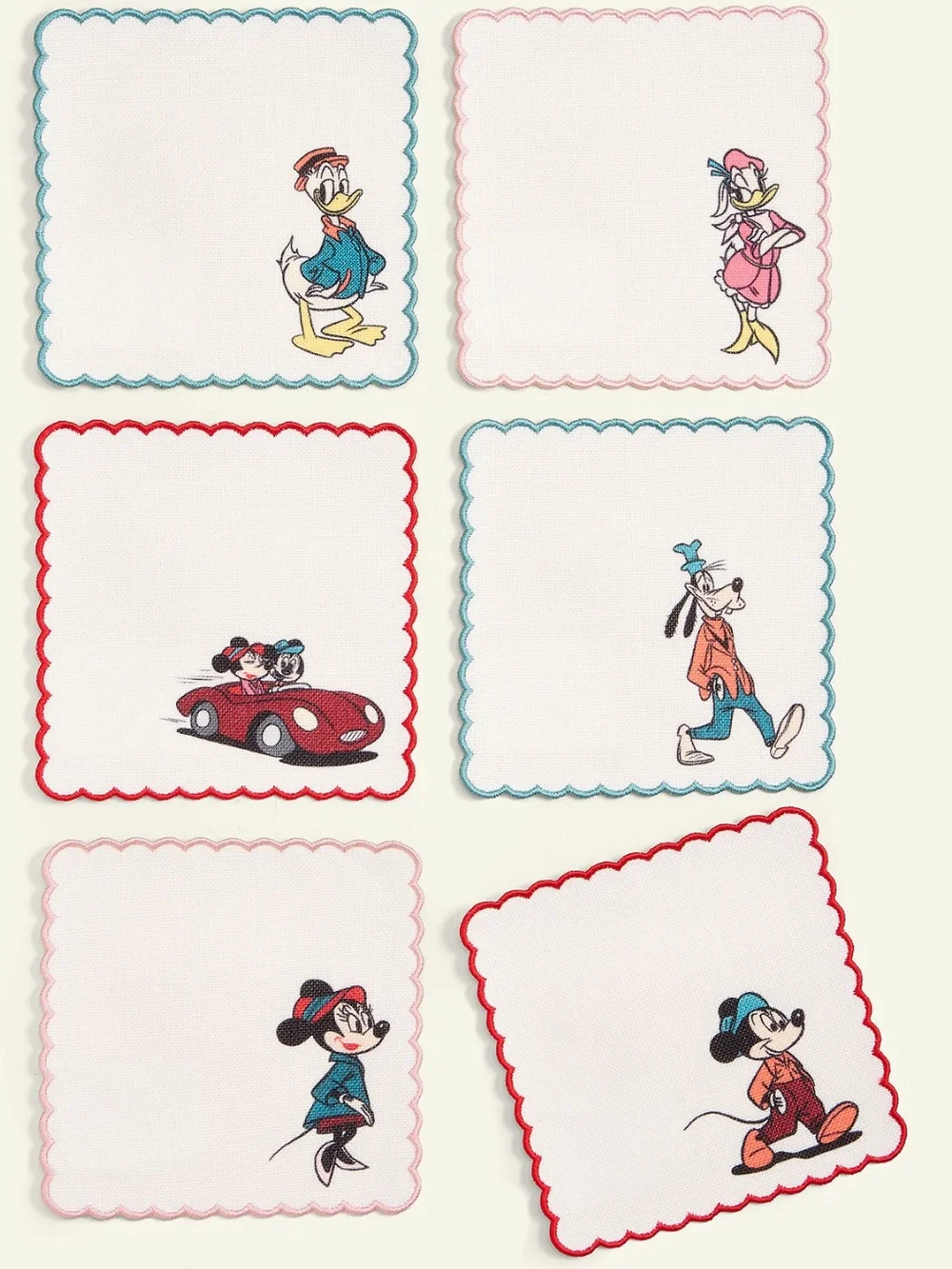 Disney | Macy's Mickey Mouse & Friends Embroidered ñCocktail Napkins, Set of Six